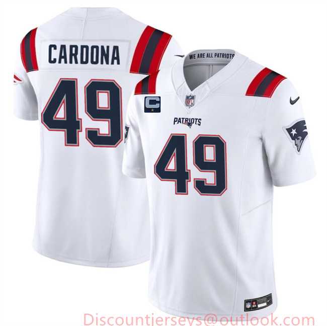 Men & Women & Youth New England Patriots #49 Joe Cardona White F.U.S.E. With 1-Star C Patch Vapor Limited Stitched Jersey